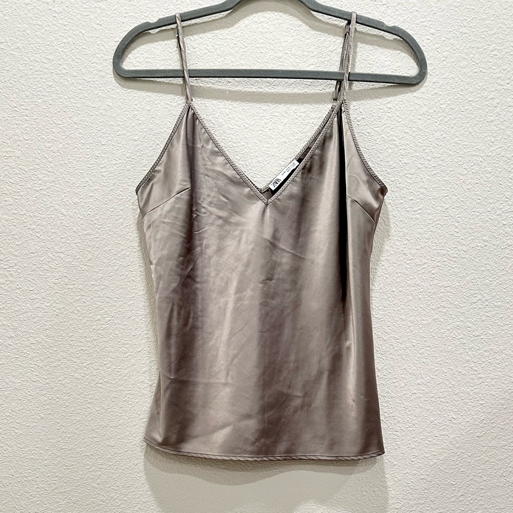 ZARA Gray Satin Camisole